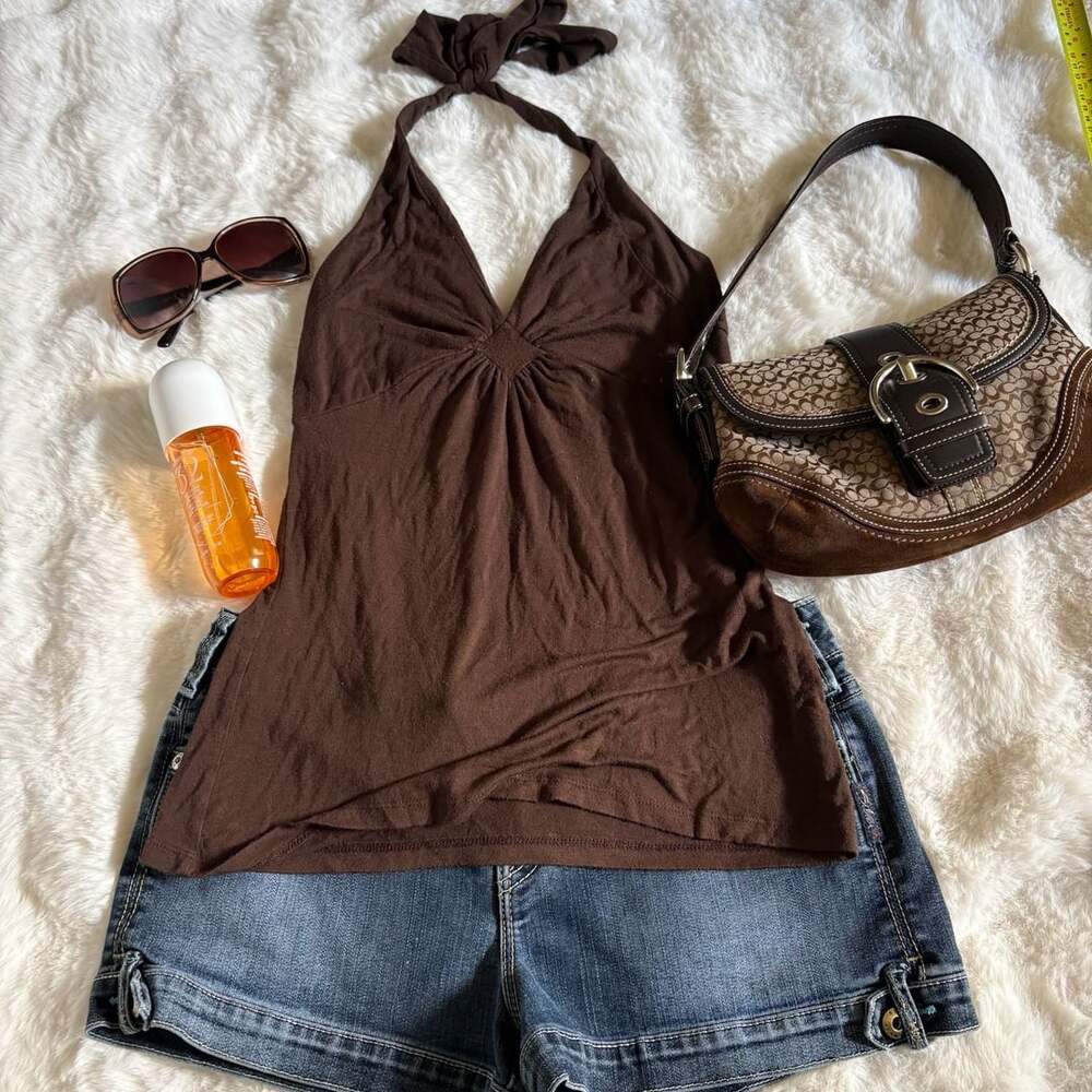 Smart Set Halter Tank Top Brown